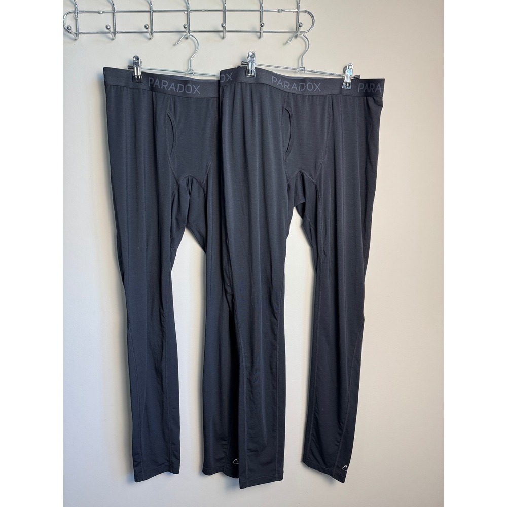 Paradox Mens Black Base Layer Pants Large Lot of 2 Merino Wool Active Hiking Ski
